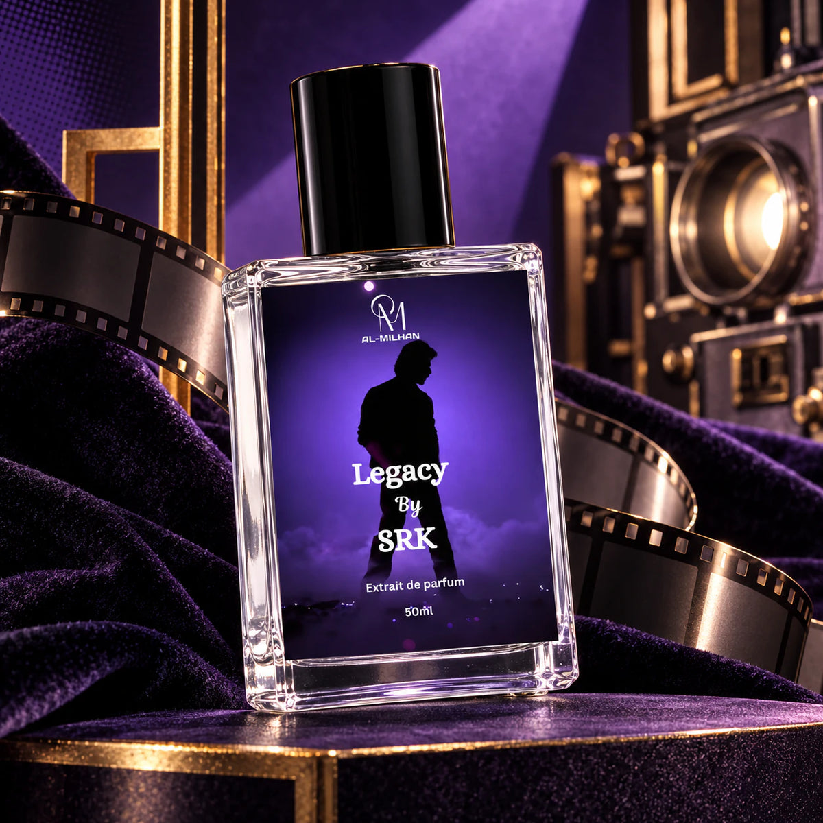 Legacy by SRK, 50 ml bottle in its fragrance setting